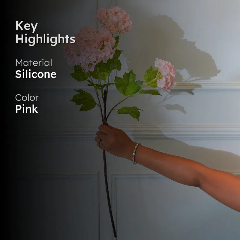 Faux Silicone Hydrangea Flower Stick (Light Pink) - 29 CM media 2