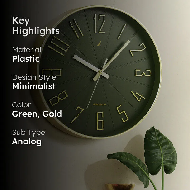 Caldre Analog Wall Clock - Green & Gold media 2