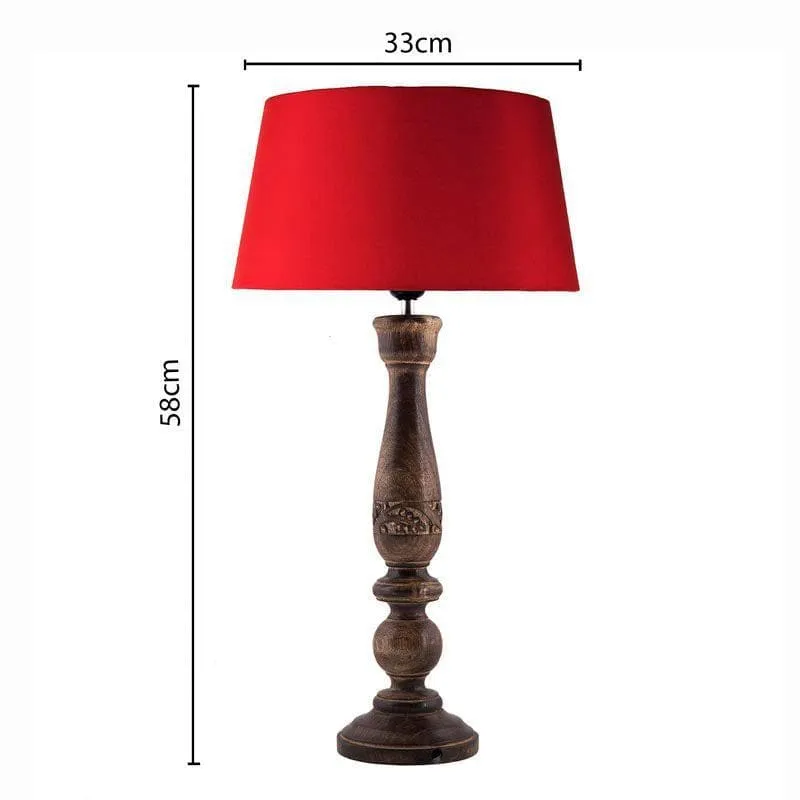 Floral Carved Fabric Table Lamp - Red,Brown media 5