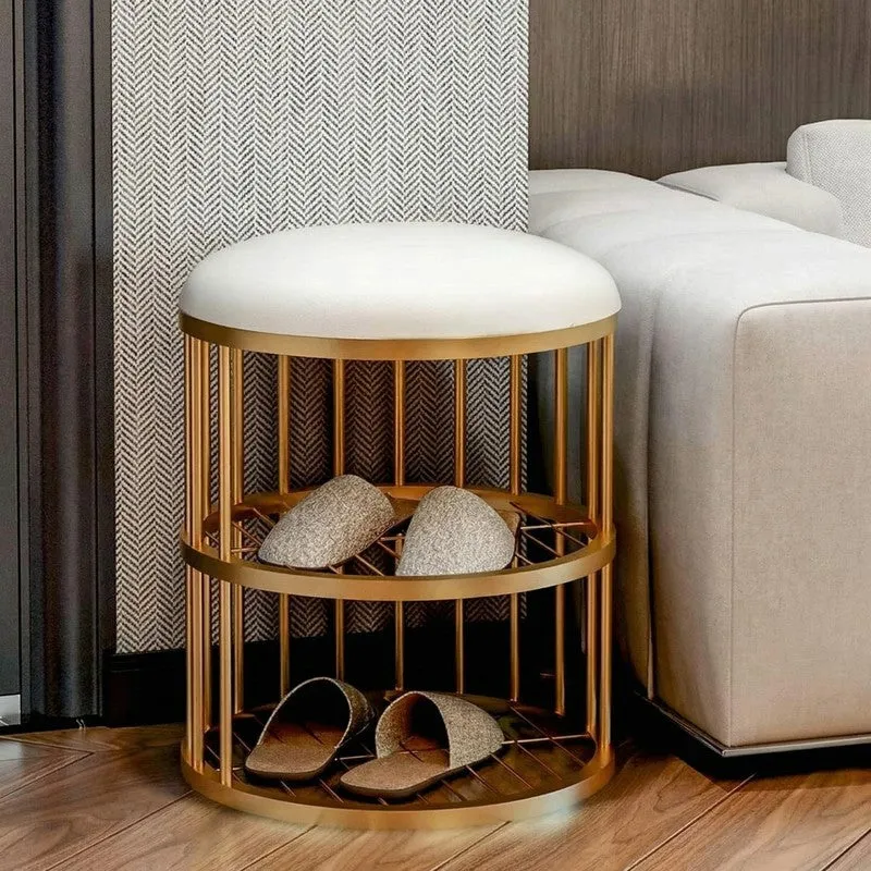 Minimal Metal Shoe Rack - Gold,White media 3