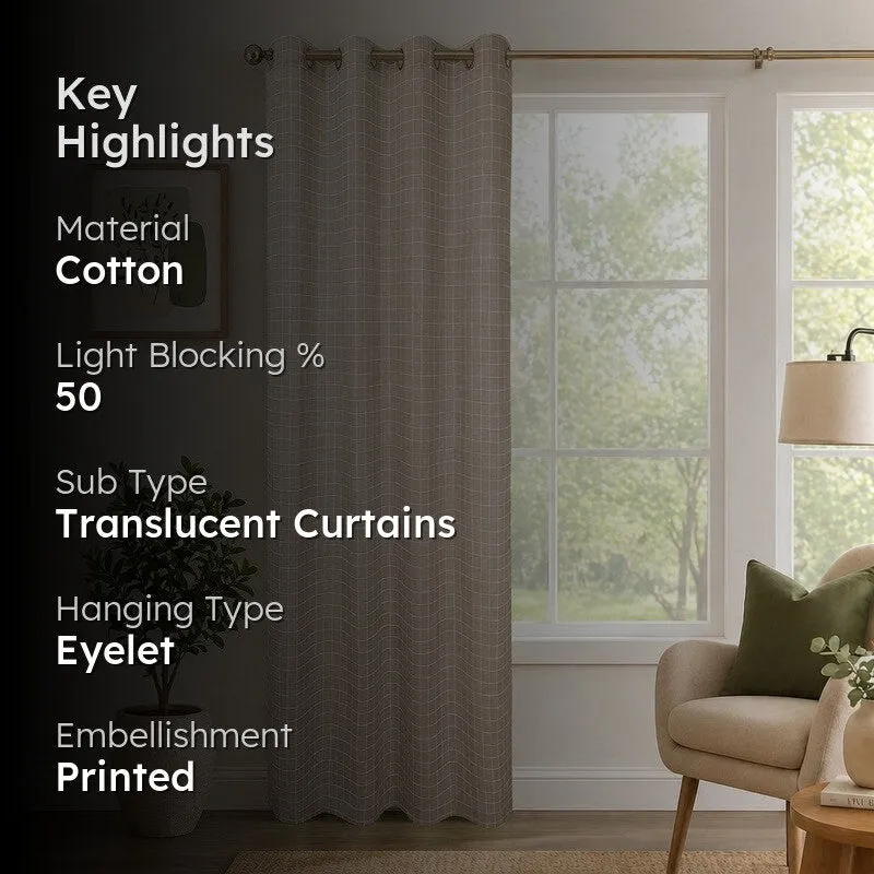 LineCraft Drape Cotton Curtain - Beige media 2
