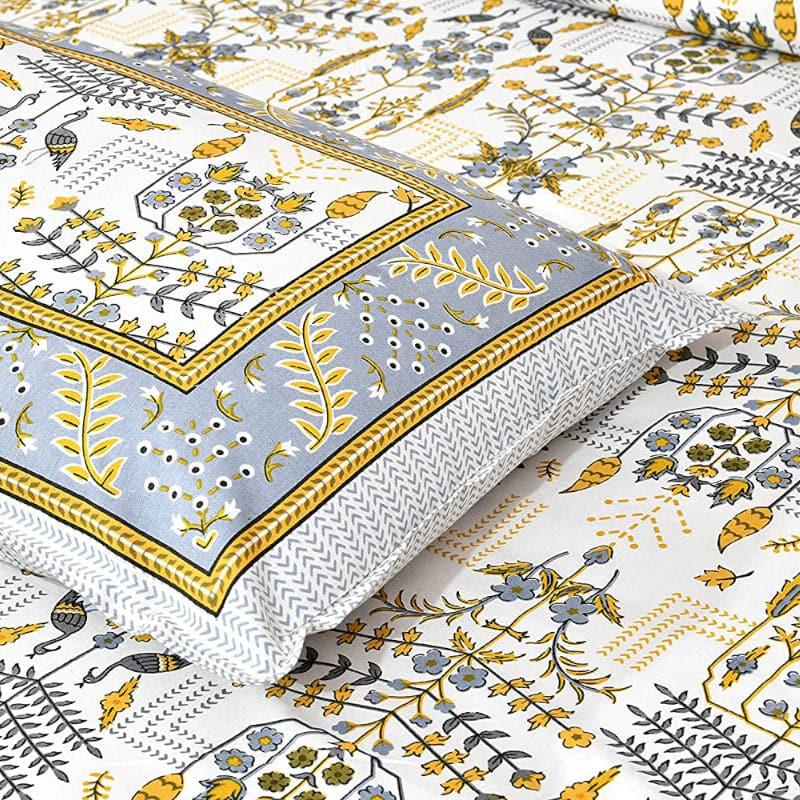 Evie Printed Cotton Bedsheet (Yellow) - 180 TC media 4