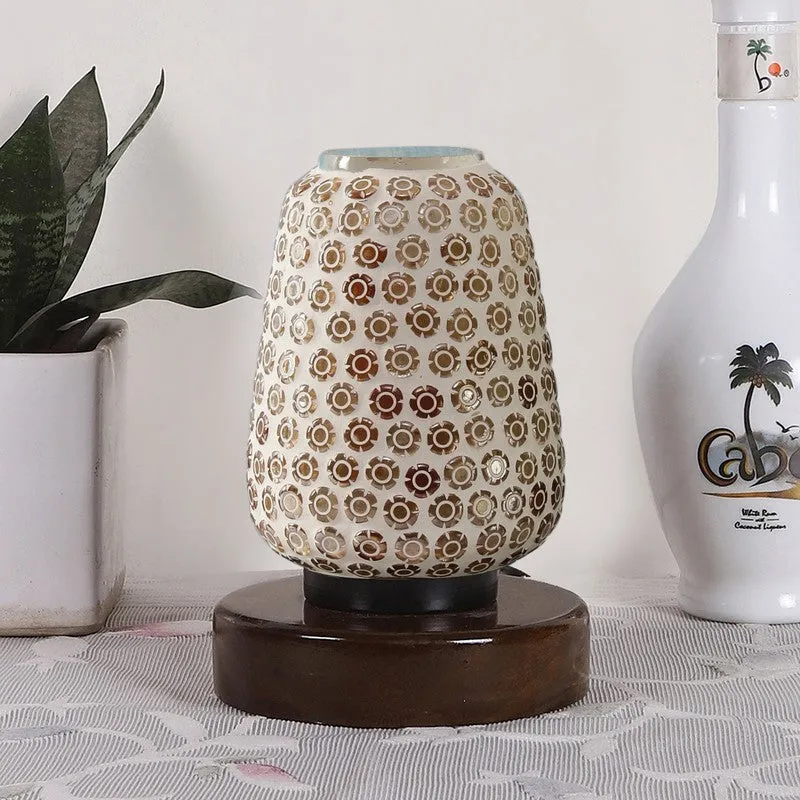 Flamevia Glass Table Lamp With Wooden Base - Multicolor media 4