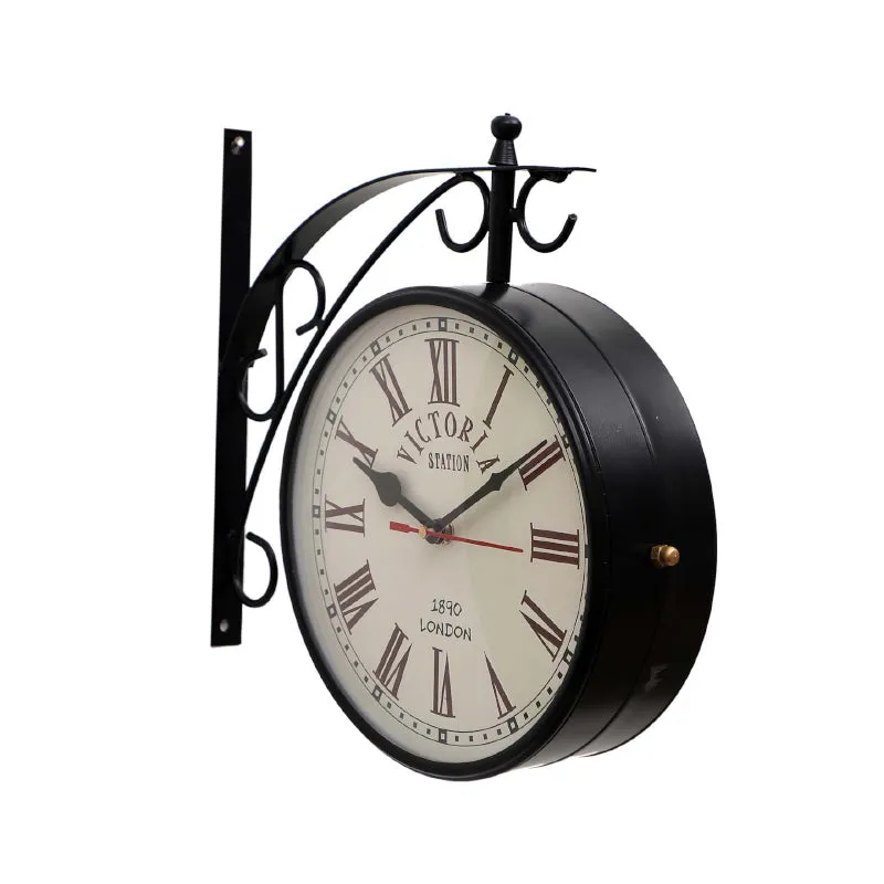 Dolva Double Sided Roman Numeral Station Clock - Black & White media 3