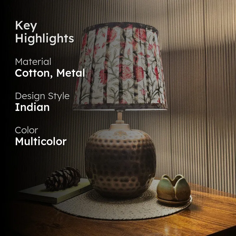 Rosette Warm Metal Base Cotton Table Lamp - Multicolor media 2