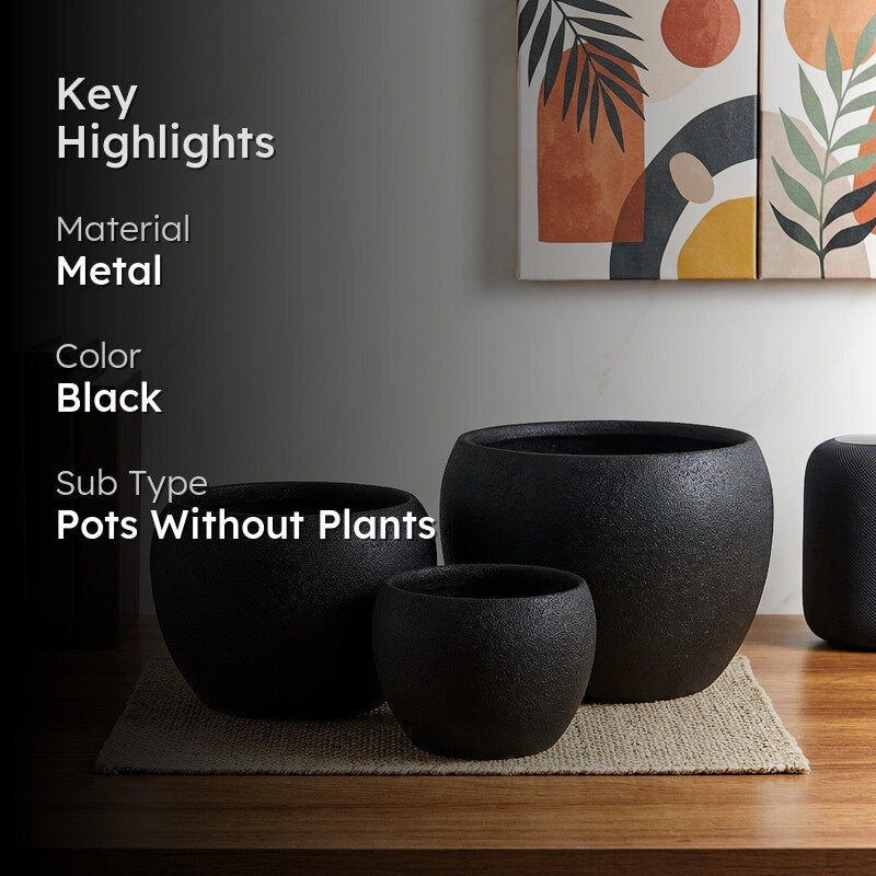 Alisha Handcrafted Matte Planter (Black) - Set Of Three media 2
