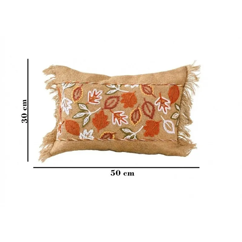 Rustic Petals Embroidered Cotton Slub Cushion media 5