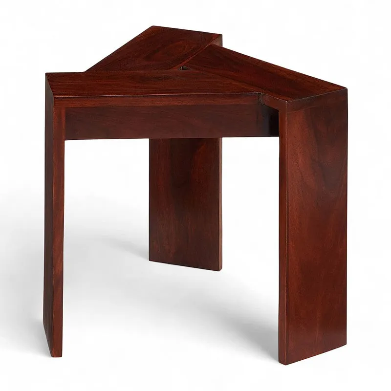 Iverox Sheesham Wooden Side & Bedside Table - Brown media 5