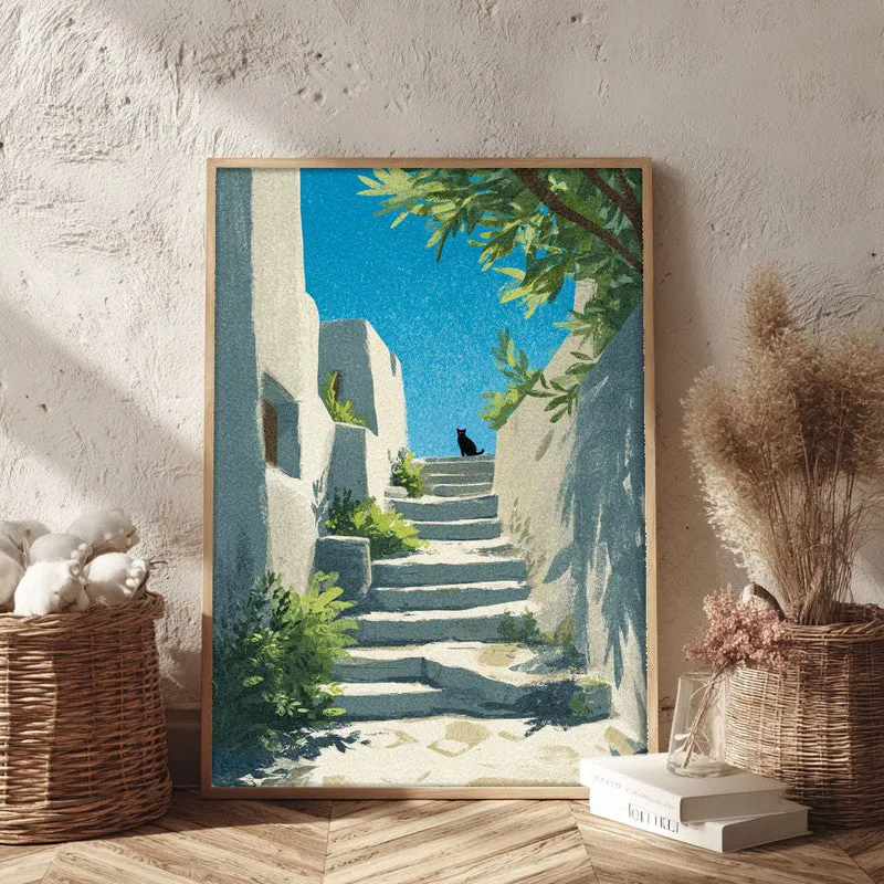 Coastal Poise Canvas Wall Painting - Brown Frame media 3