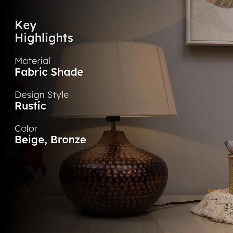 Arohana Fabric Table Lamp - Beige,Bronze media 2