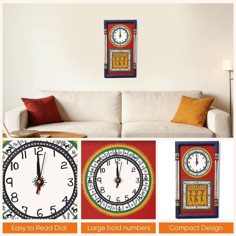 Desi Dhokra Wall Clock - Red media 7
