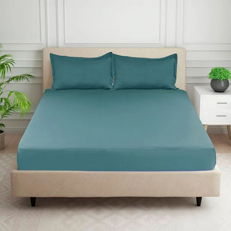 Cloud Drift Microfiber Bedsheet (Teal) - 140 GSM media 1