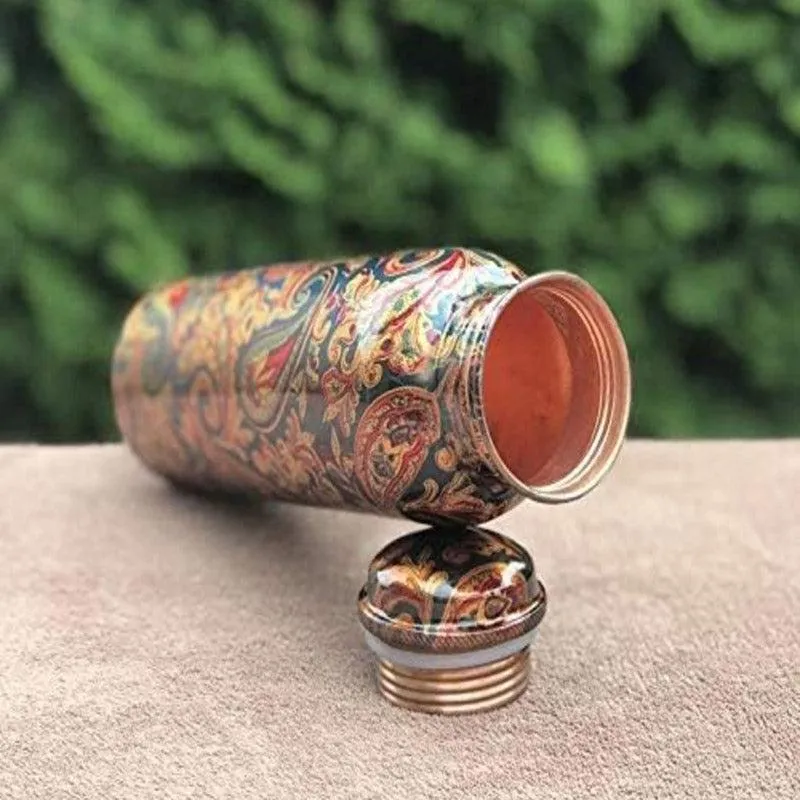 Maaya Ethnic Copper Water Bottle With Glasses (1000 mL/150 mL) - Three Piece Set media 3