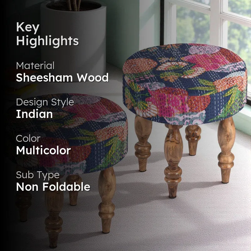 Raxor Sheesham Wooden Stools (Multicolor) - Set Of Two media 2