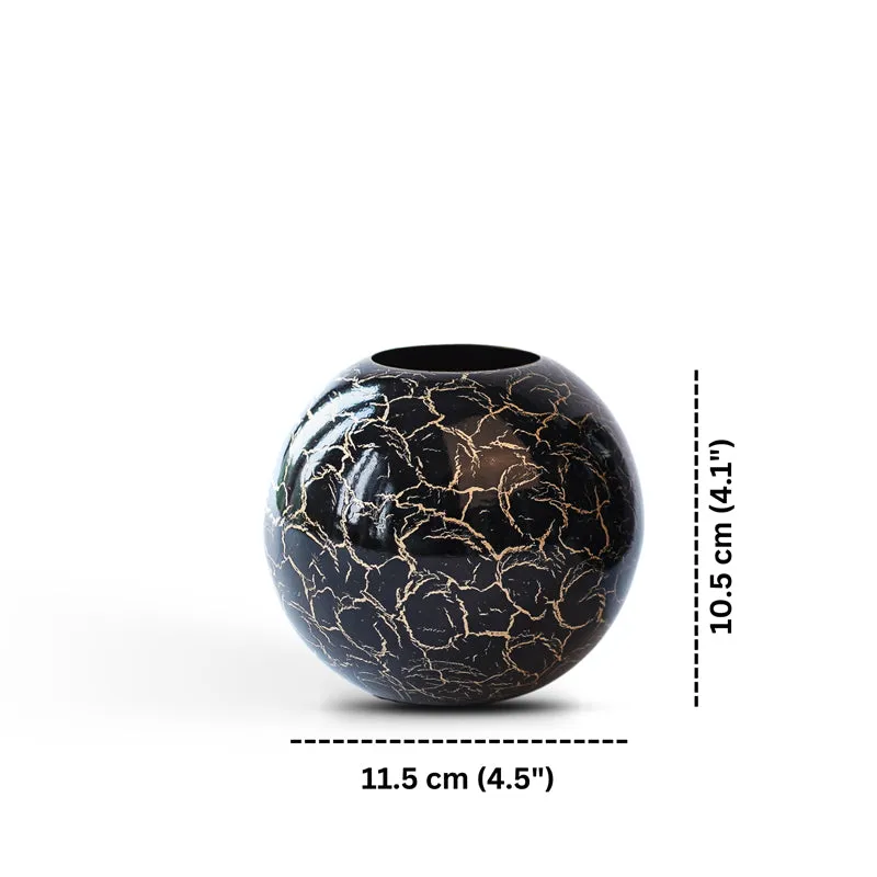 Manva Crackled Ball Vase (Black) - Small media 4