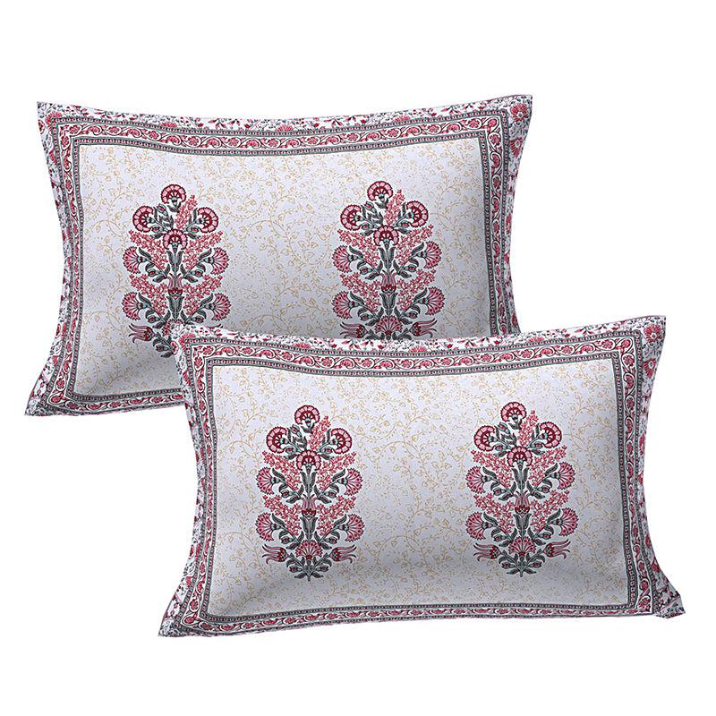 Kruti Ethnic Cotton Bedsheet (White,Pink) - 180 TC media 4