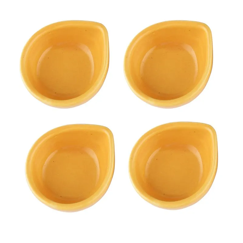 Earthen Festive Diya Set (Yellow) - Set Of Four media 5