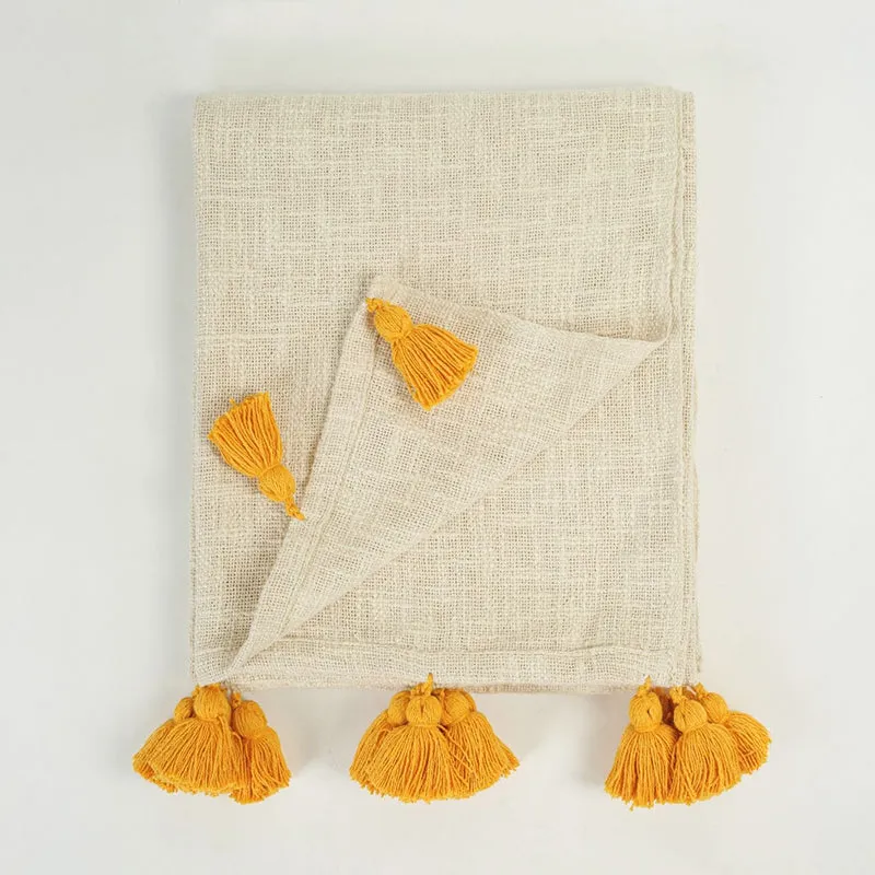 Tassura Tasselled Cotton Throw - Yellow media 5