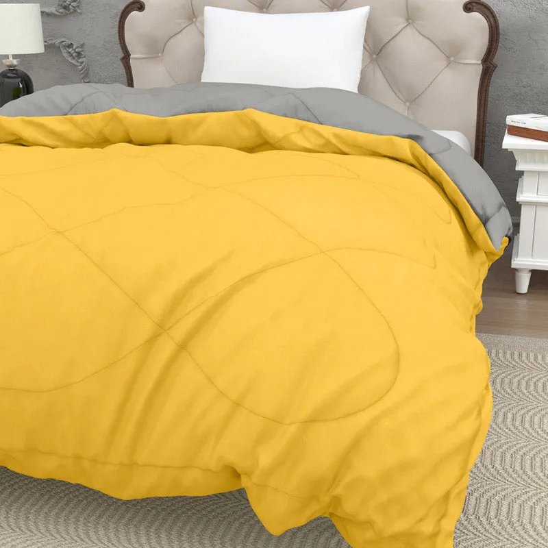 Nihara Reversible Dual Color Glace Cotton Comforter (Yellow & Grey) - 200 GSM media 4