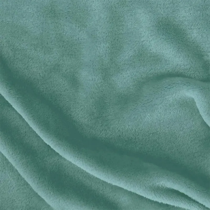 Sarva Solid Knitted Cotton Flannel Blanket (Sea Green) - 190 GSM media 7