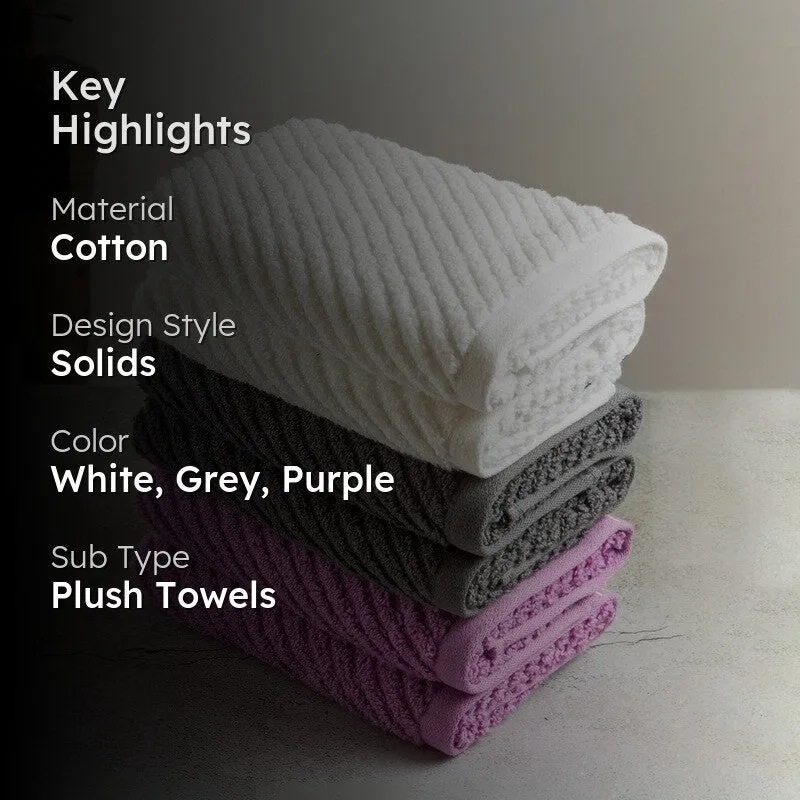 Nautica Riviera Soft Cotton Hand Towel (White, Grey & Lilac) - Set Of Six media 2