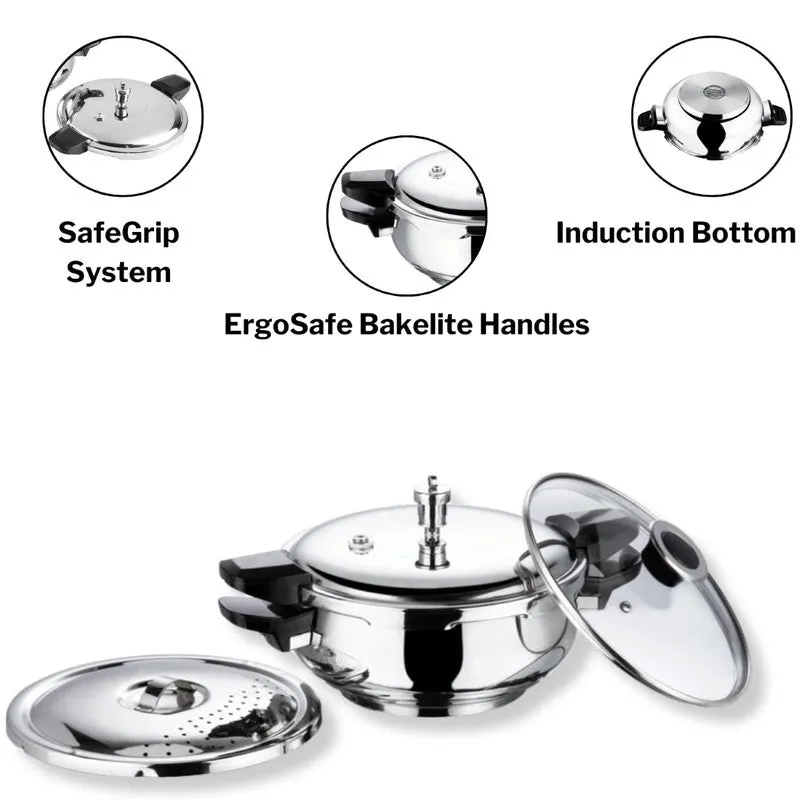 Vinod Velric Pressure Cooker Stainless Steel - 5500 mL - 8