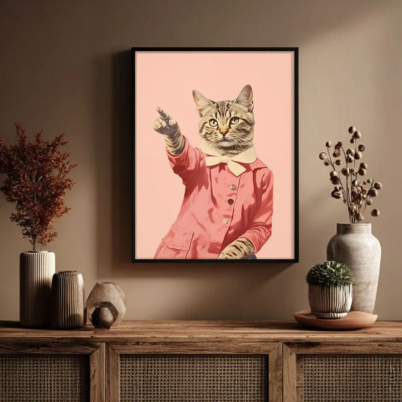 Disco Cat Archival Canvas Wall Art - Black Frame media 3