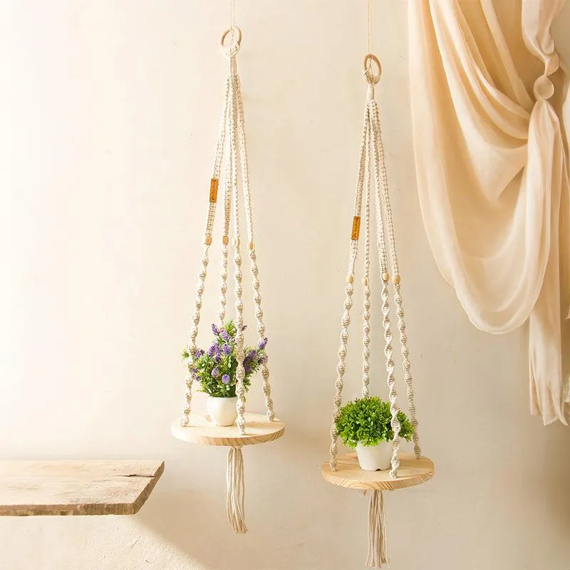 Oskar Pine Wood Hanging Shelf - Set Of Two media 1