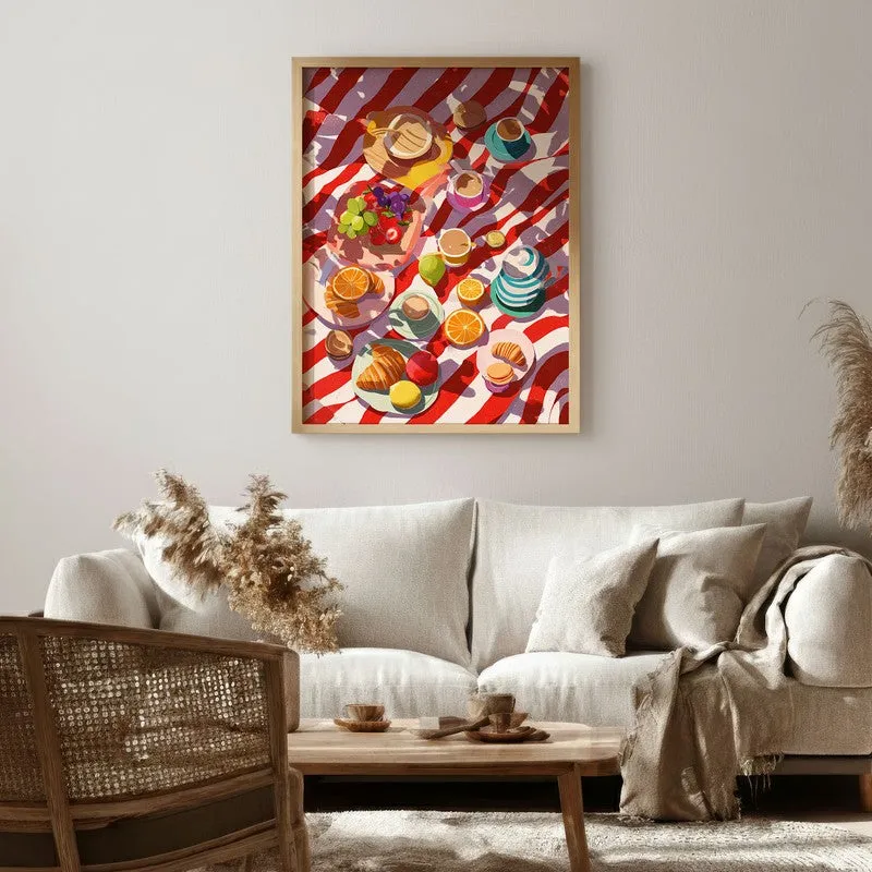 Fresh Fiesta Canvas Wall Painting - Brown Frame media 1