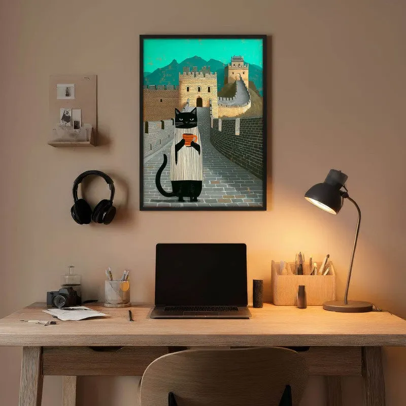 Wandering Cat Wall Painting With Frame media 5