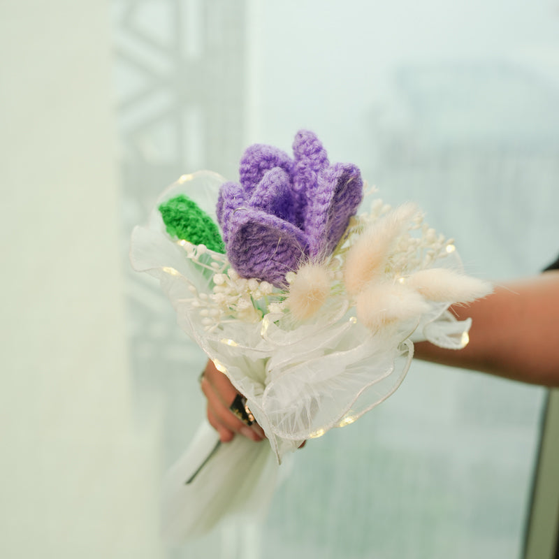 Knot & Petal I Crochet Flower Bouquet - Purple media 3