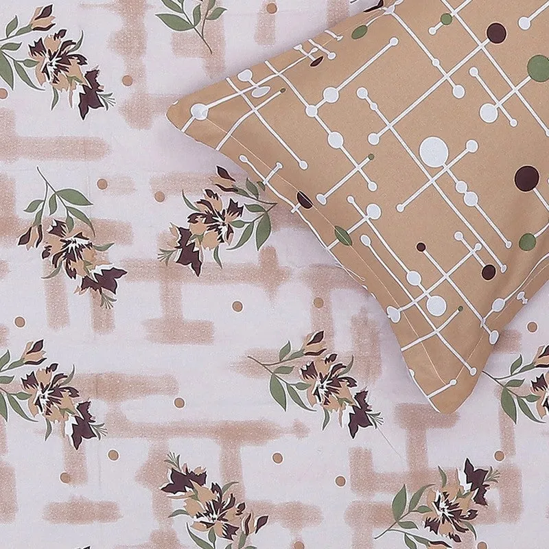 Monte Carlo Bloom Bliss Cotton Bedsheet (Peach,Beige) - 104 TC media 6