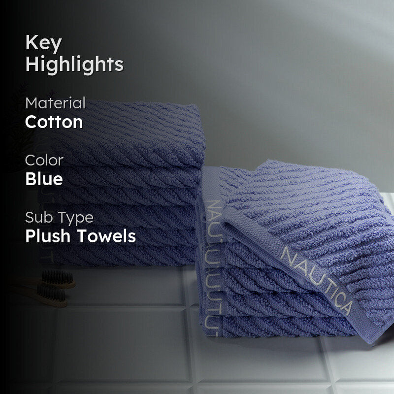 Nautica Riviera Soft Cotton Face Towel (Light Blue) - Set Of Twelve media 2