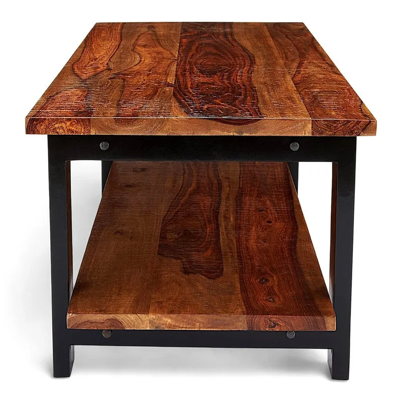 Xirox Sheesham Wooden Center Table - Brown,Black media 6