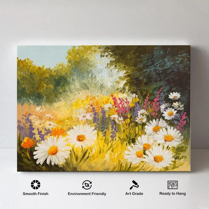 Field Of Daisies Canvas Wall Painting - Gallery Wrap media 4