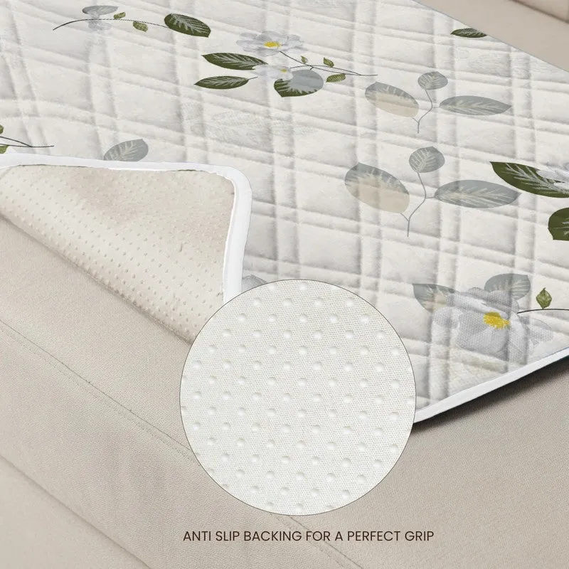 Urban Space Leafy Bliss Sofa Cover - White & Green - 5