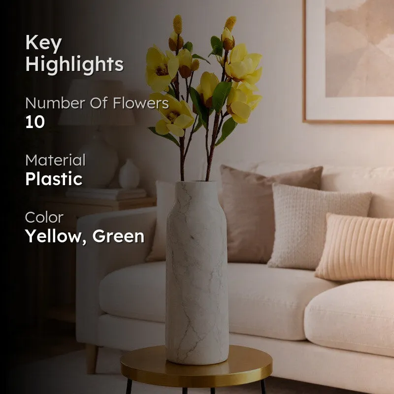 Blushora Plastic Artificial Flower (Yellow) - Set Of Two media 2