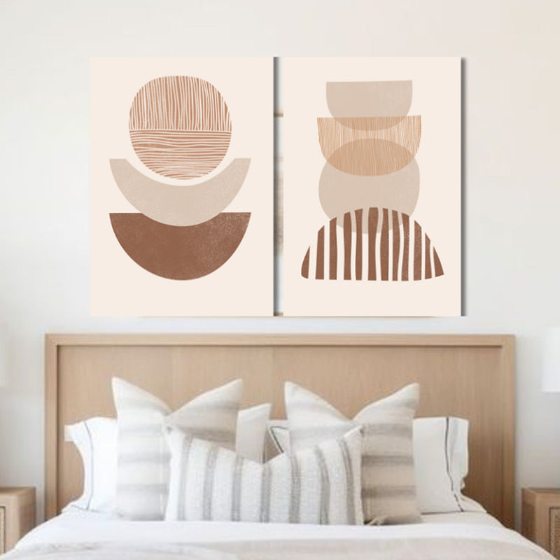 Shades Of Beige Canvas Wall Painting - Set Of Two