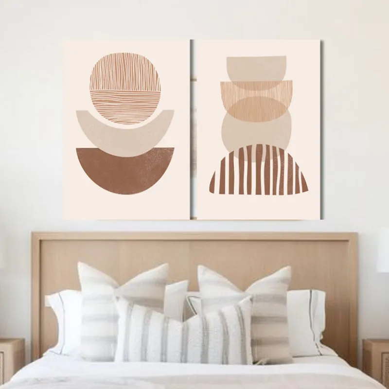 Shades Of Beige Canvas Wall Painting - Set Of Two media 1