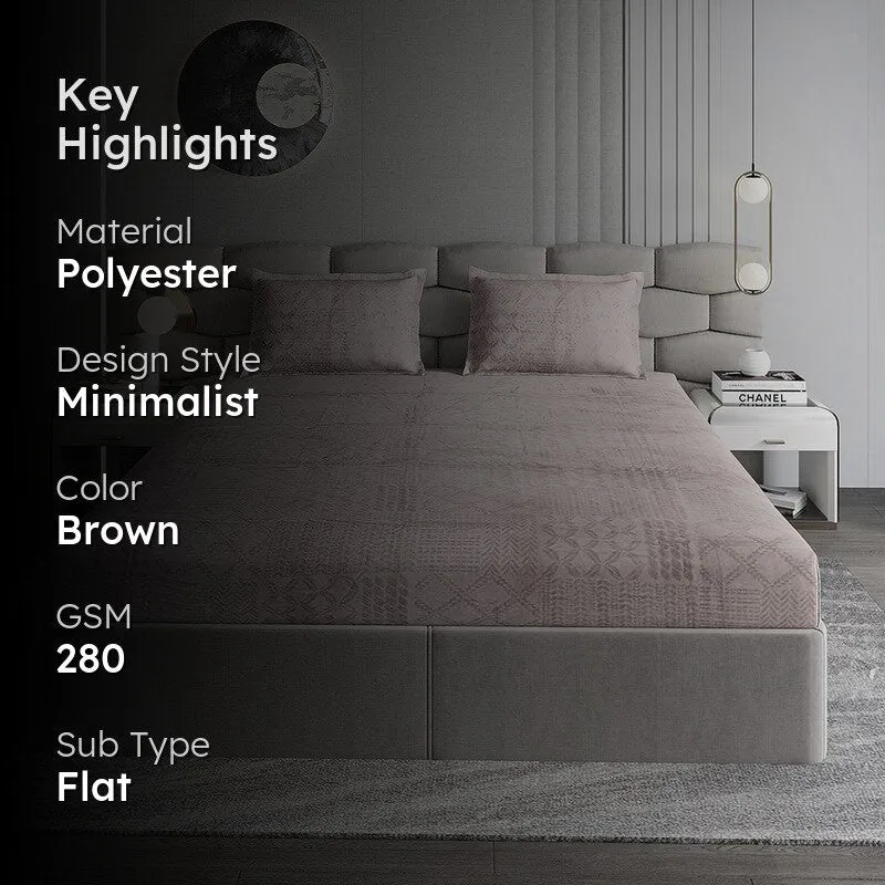 Monte Carlo Color Drift Bedsheet (Light Brown) - 280 GSM media 2