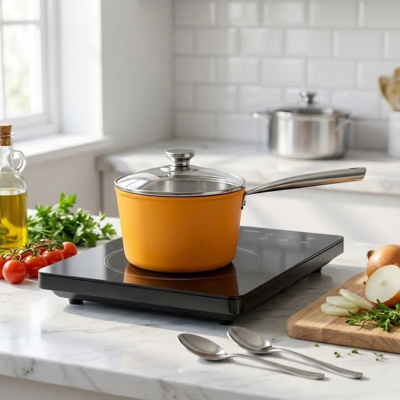 Salford Simmera Kitchen Ceramic Saucepan with Glass Lid - 1700 mL media 1