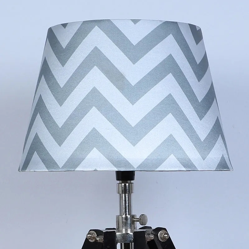 Chevron Light Printed Tripod Mango Wood Table Lamp - White media 4