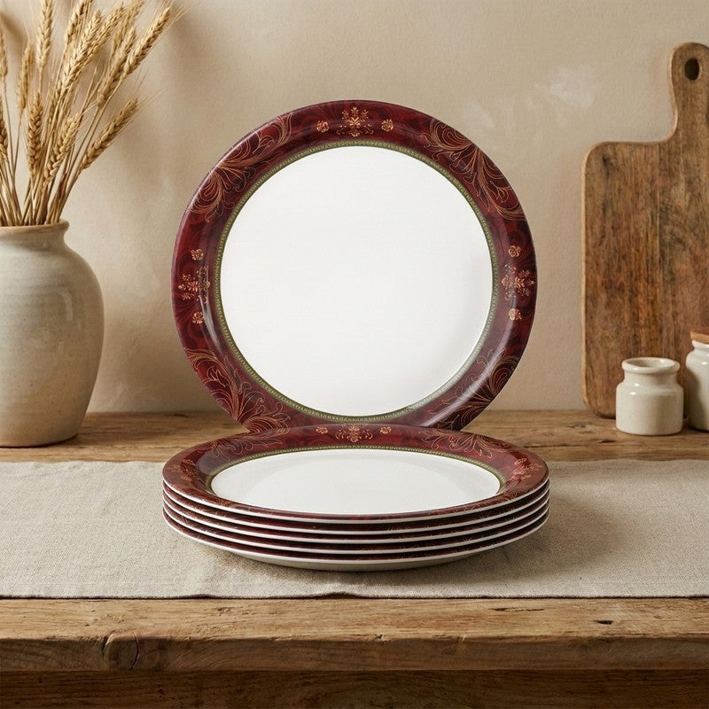 Ornamental Melamine Dinner Plates (Small) - Set of Six
