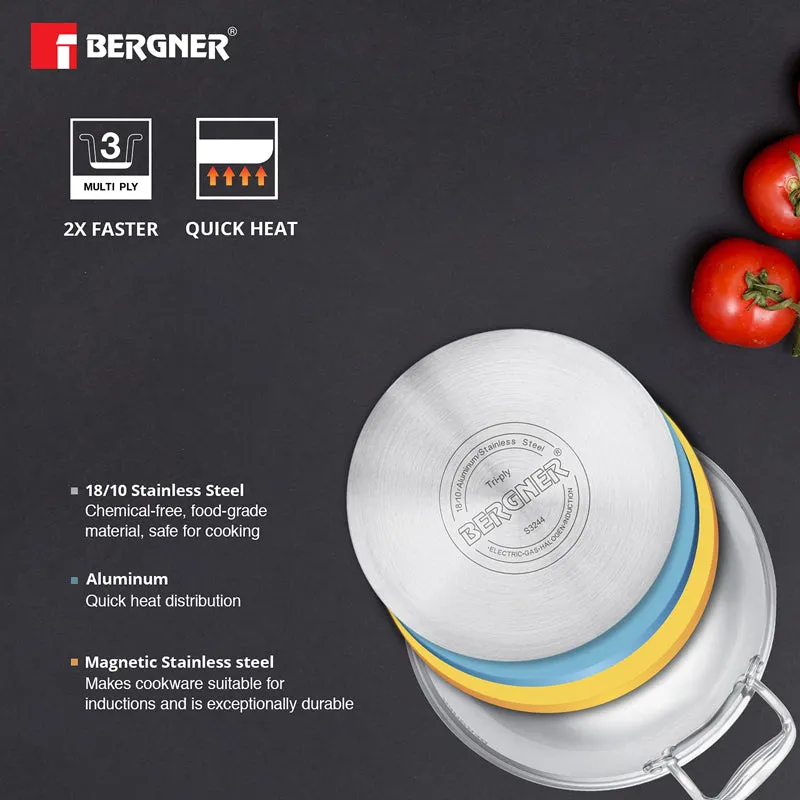 Bergner Argent Triply Kadhai With Lid - 6100 mL media 6