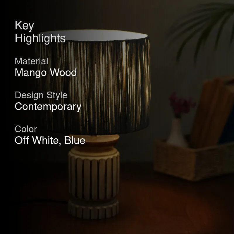 Lucen Boho Mango Wood Table Lamp - OffWhite,Blue media 2