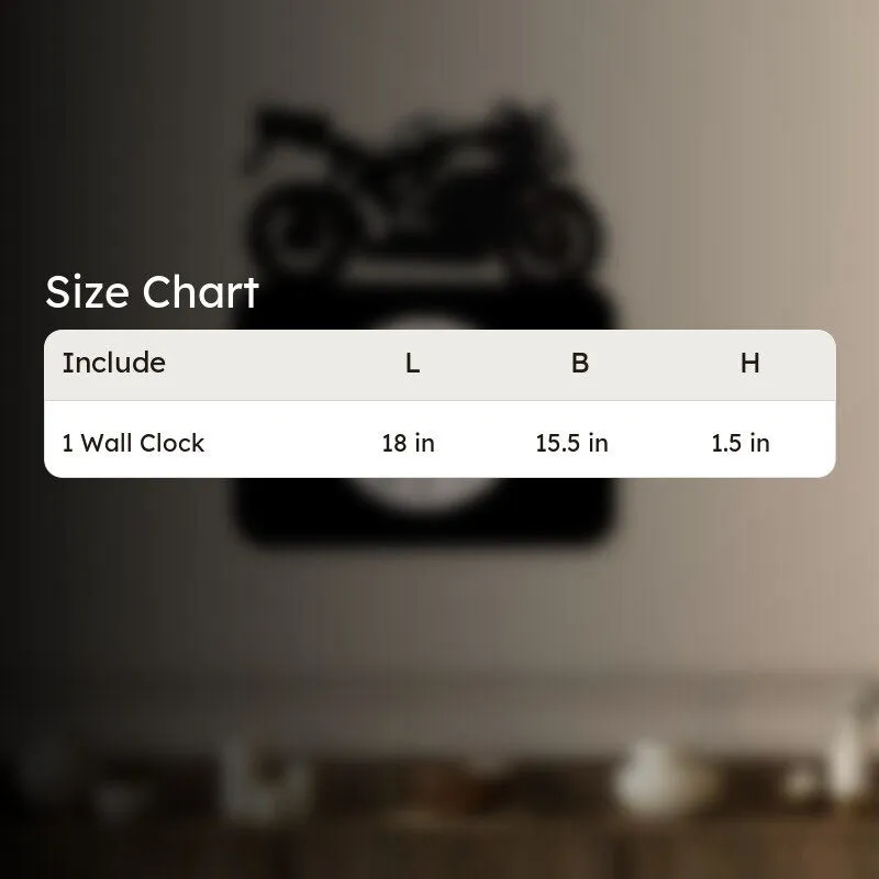 Motorbike Steel Analog Wall Clock - Black media 6