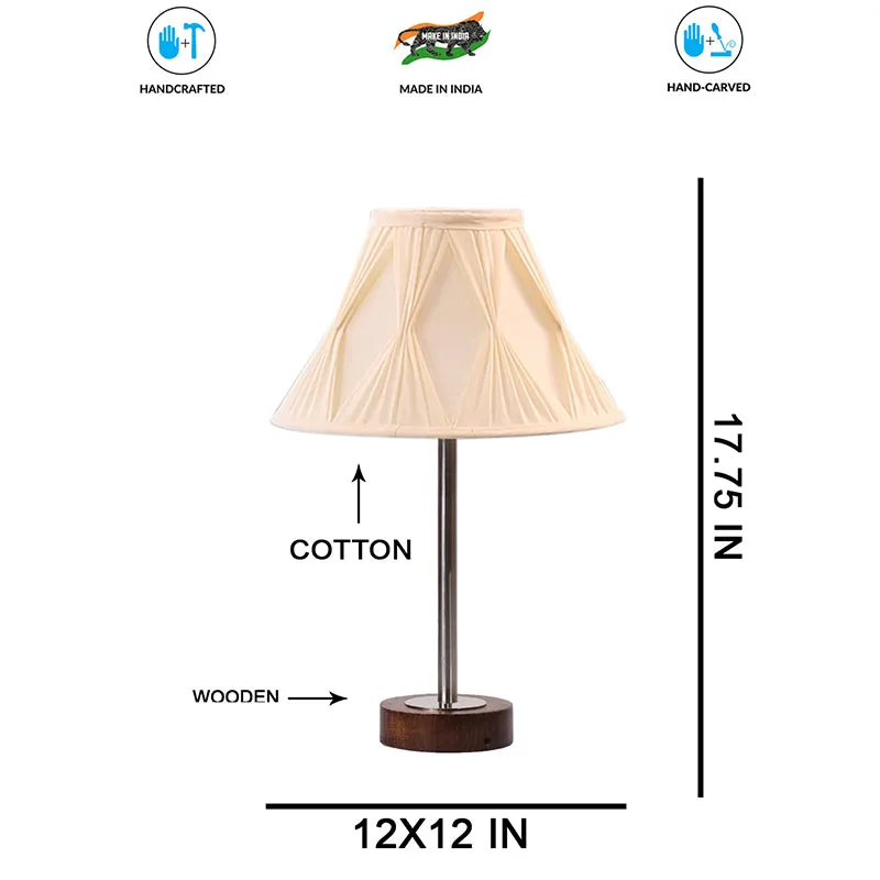 Pleatra Pinch Rodin Wooden Table Lamp - OffWhite,Silver,Brown media 7