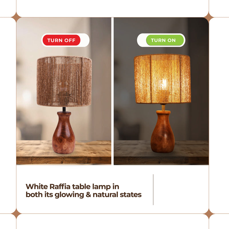 WhirlLit Rattan Mango Wood Table Lamp - Beige,Brown media 6