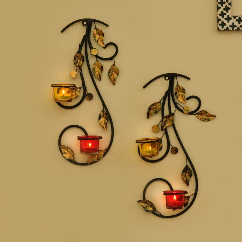 Leafy Vine Luminaire Candle Holder - Red & Yellow