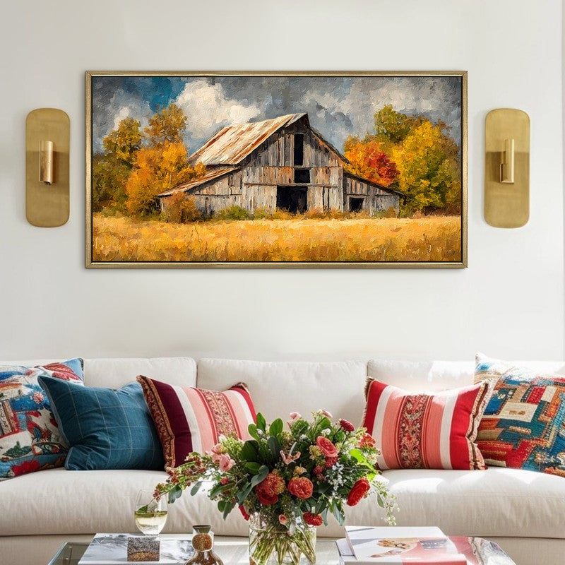 Ochre Fields Canvas Wall Painting With Frame